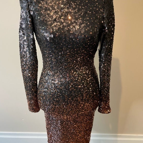 Dress the Population ombré black gold sequin Dress NWT size XS - Picture 2 of 6